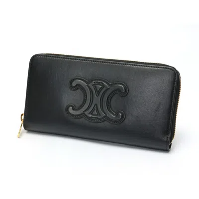 Pre-owned Celine Black Leather Long Wallet (bi-fold) ()
