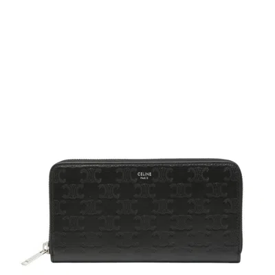 Pre-owned Celine Black Leather Long Wallet (bi-fold) ()
