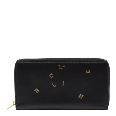 Pre-owned Celine Black Leather Long Wallet (bi-fold) ()