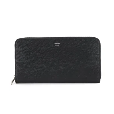Pre-owned Celine Black Leather Long Wallet (bi-fold) ()