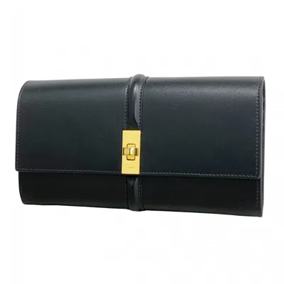 Pre-owned Celine Black Leather Long Wallet (bi-fold) ()