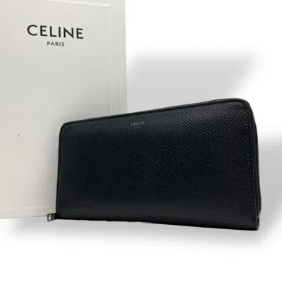 Pre-owned Celine Black Leather Long Wallet (bi-fold) ()