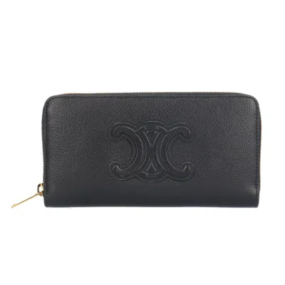 Pre-owned Celine Black Leather Long Wallet (bi-fold) ()