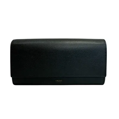 Pre-owned Celine Black Leather Long Wallet (bi-fold) ()