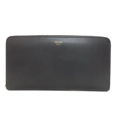 Pre-owned Celine Black Leather Long Wallet (bi-fold) ()
