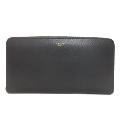 Pre-owned Celine Black Leather Long Wallet (bi-fold) ()