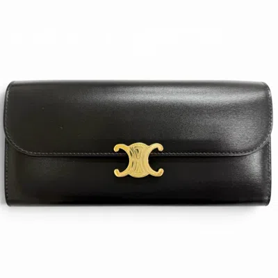 Pre-owned Celine Black Leather Long Wallet (bi-fold) ()