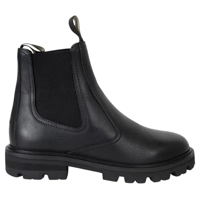 Pre-owned Celine Black Leather Margaret Chelsea Ankle Boots Shoes 36.5