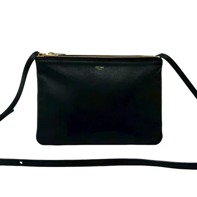 Pre-owned Celine Black Leather Messenger Bag Pochette Shoulder Bag ()