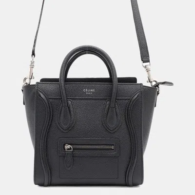 Pre-owned Celine Black Leather Nano Luggage Shopper Tote