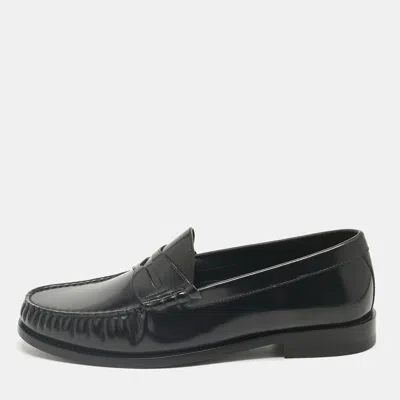 Pre-owned Celine Black Leather Penny Loafers Size 42