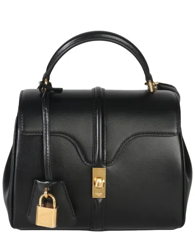 Pre-owned Celine Black Leather Satinated Small 16 Top Handle Bag (authentic Pre-loved)