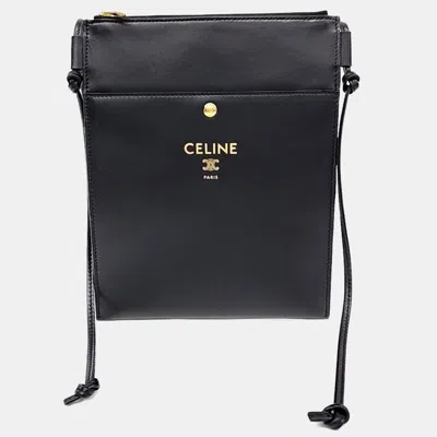 Pre-owned Celine Black Leather Sharp Pouch Crossbody Bag