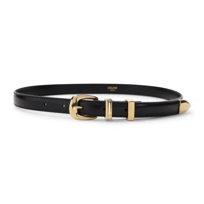 CELINE CELINE BLACK LEATHER SMALL 18MM BELT