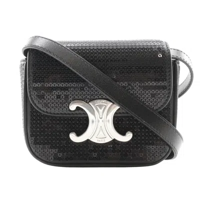 Pre-owned Celine Black Leather Spangles Shoulder Bag ()