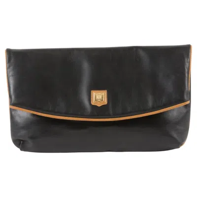 Pre-owned Celine Black Leather Triomphe Clutch Bag