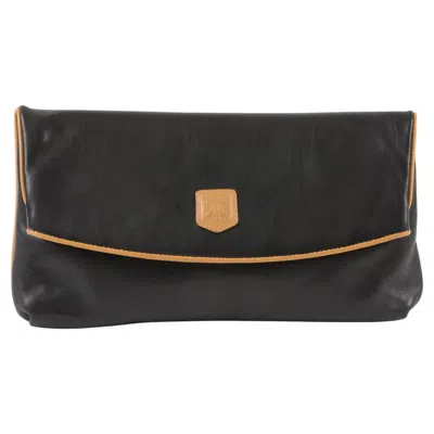 Pre-owned Celine Black Leather Triomphe Clutch Bag
