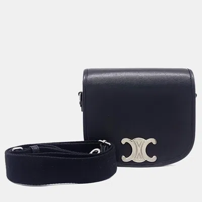 Pre-owned Celine Black Leather Triumph Besace Strap Small
