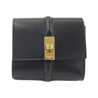 Pre-owned Celine Black Leather Wallet (tri-fold) ()