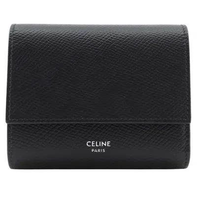 Pre-owned Celine Black Leather Wallet (tri-fold) ()