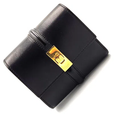 Pre-owned Celine Black Leather Wallet (tri-fold) ()
