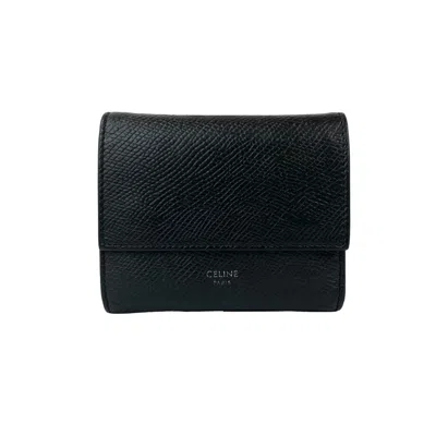 Pre-owned Celine Black Leather Wallet (tri-fold) ()