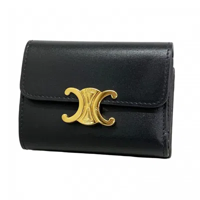 Pre-owned Celine Black Leather Wallet (tri-fold) ()