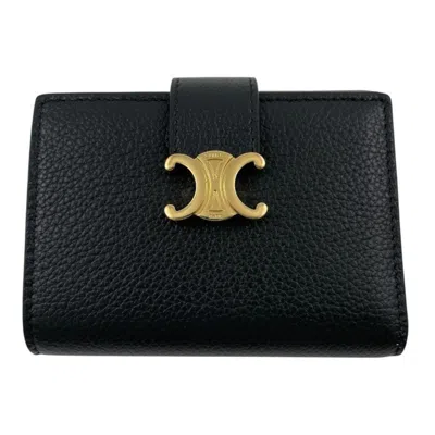 Pre-owned Celine Black Leather Wallet (tri-fold) ()