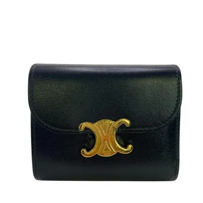 Pre-owned Celine Black Leather Wallet (tri-fold) ()