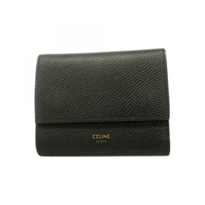 Pre-owned Celine Black Leather Wallet (tri-fold) ()