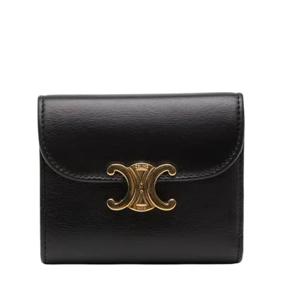 Pre-owned Celine Black Leather Wallet (tri-fold) ()