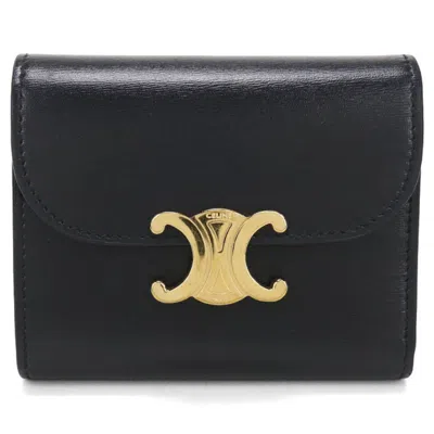 Pre-owned Celine Black Leather Wallet (tri-fold) ()