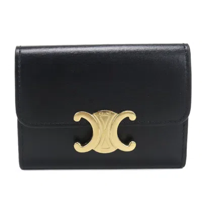 Pre-owned Celine Black Leather Wallet (tri-fold) ()