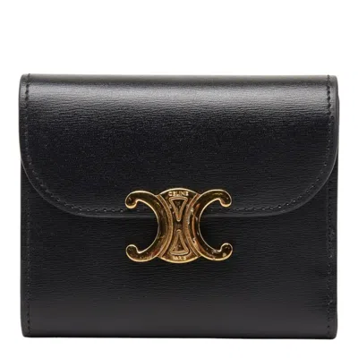 Pre-owned Celine Black Leather Wallet (tri-fold) ()