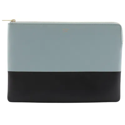 Pre-owned Celine Black Light Blue Leather Clutch Bag Pouch ()