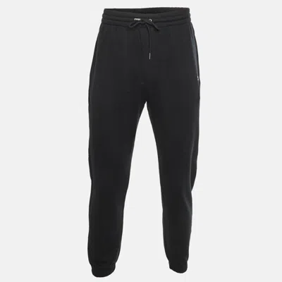 Pre-owned Celine Black Logo Embroidered Jersey Triomphe Sweatpants M