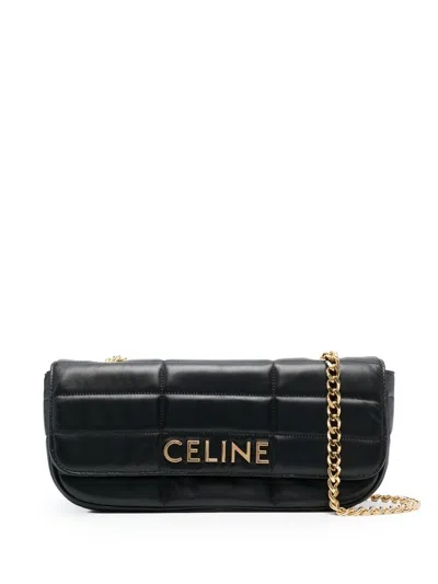 Celine Black Logo Plaque Shoulder Bag