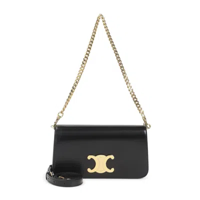 CELINE BLACK LOGO SHOULDER BAG