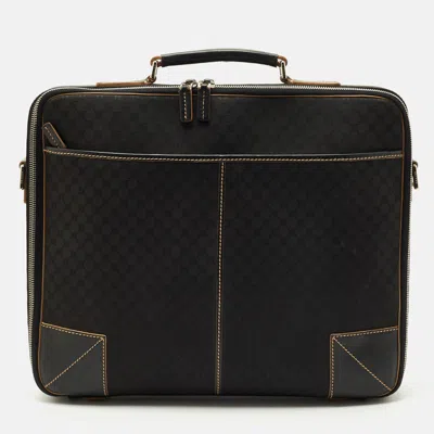Pre-owned Celine Black Macadam Canvas And Leather Vintage Briefcase