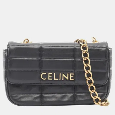 Pre-owned Celine Black Matelasse Goatskin Monochrome Chain Shoulder Bag