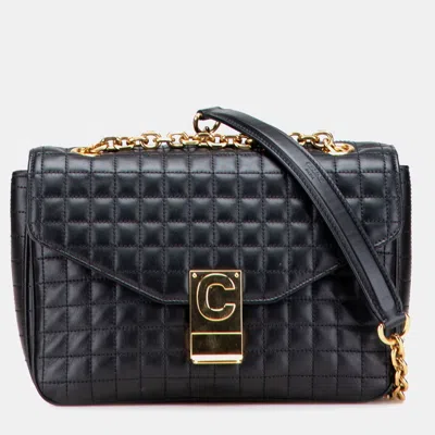Pre-owned Celine Black Medium Quilted Calfskin C Crossbody