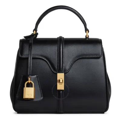 Celine Black Mini 16 In Satinated Calfskin