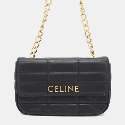 Pre-owned Celine Black Monochrome Leather Chain Shoulder Bag
