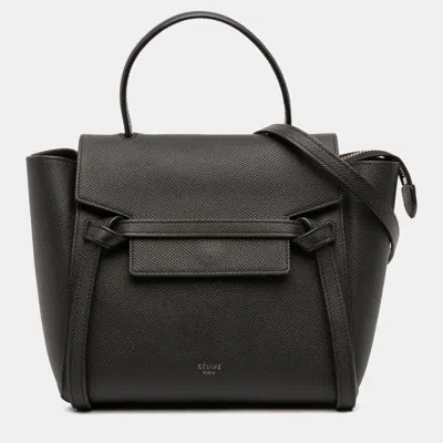 Pre-owned Celine Black Nano Grained Calfskin Belt Bag