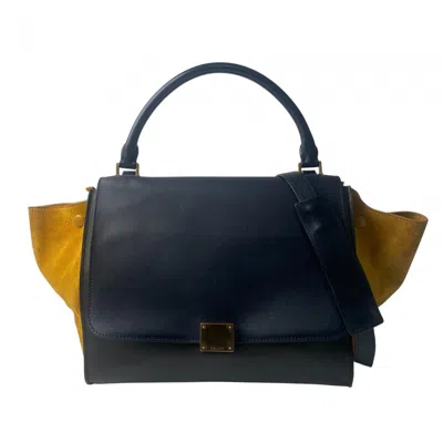 Pre-owned Celine Black Navy Yellow Leather Suede Handbag Shoulder Bag ()