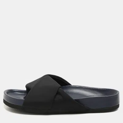Pre-owned Celine Black Nylon Criss Cross Slide Sandals Size 35