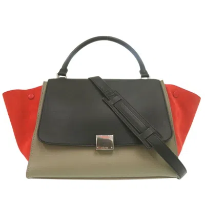 Pre-owned Celine Black Orange Leather Suede Handbag Shoulder Bag () In Multi