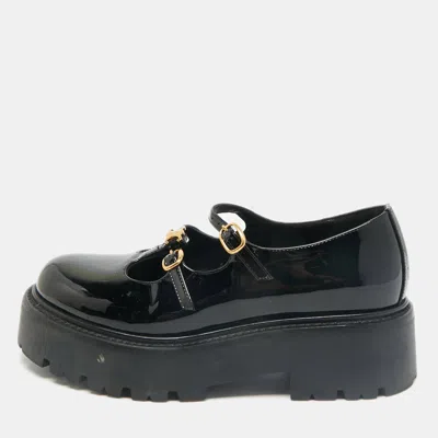Pre-owned Celine Black Patent Leather Bulky Triomphe Loafers Size 37.5