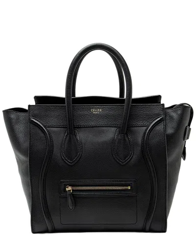 Pre-owned Celine Black Pebbled Leather Mini Luggage Tote (authentic Pre-loved)
