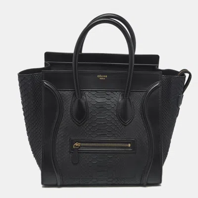 Pre-owned Celine Black Python Mini Luggage Tote